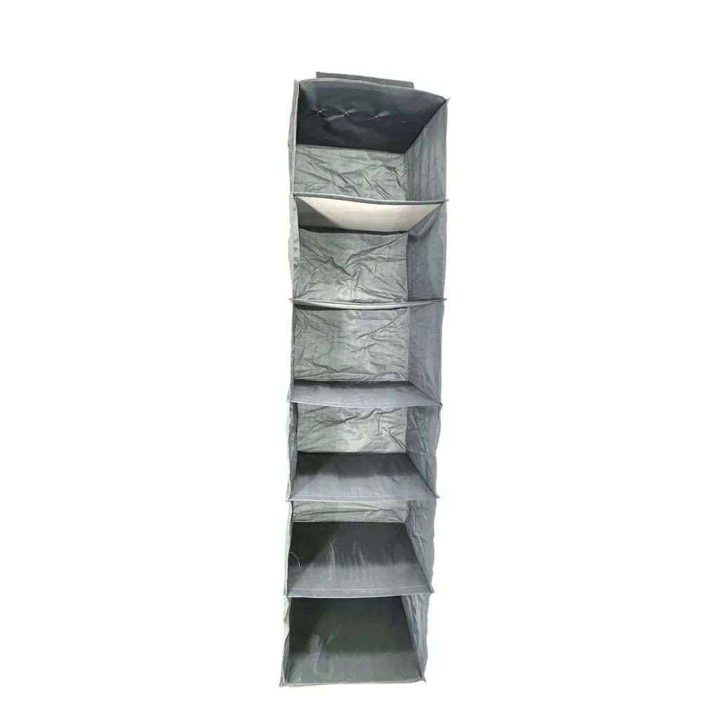 Hanging Closet Organizer Side Mesh Pockets Storage Gray Foldable & Collapsible